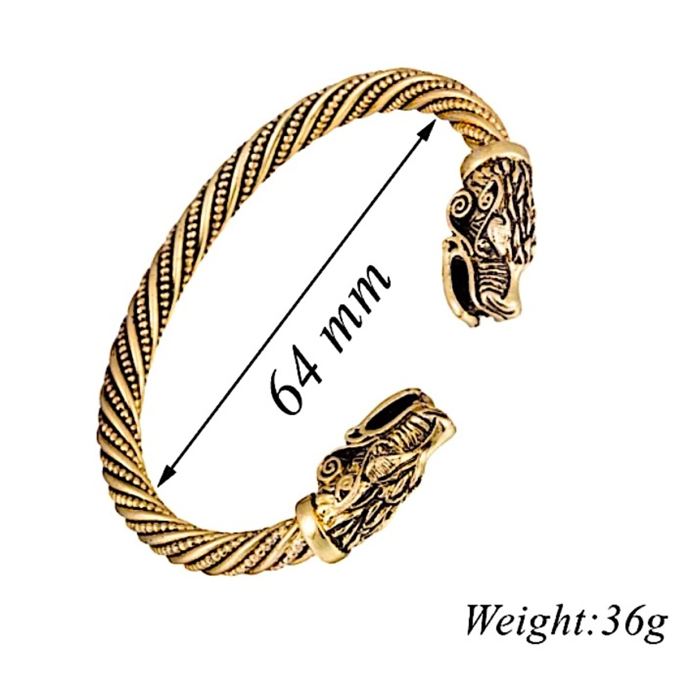 NEW DRAGON HEAD GOLD PLATED BANGLE BRACELET - Picture 8 of 8